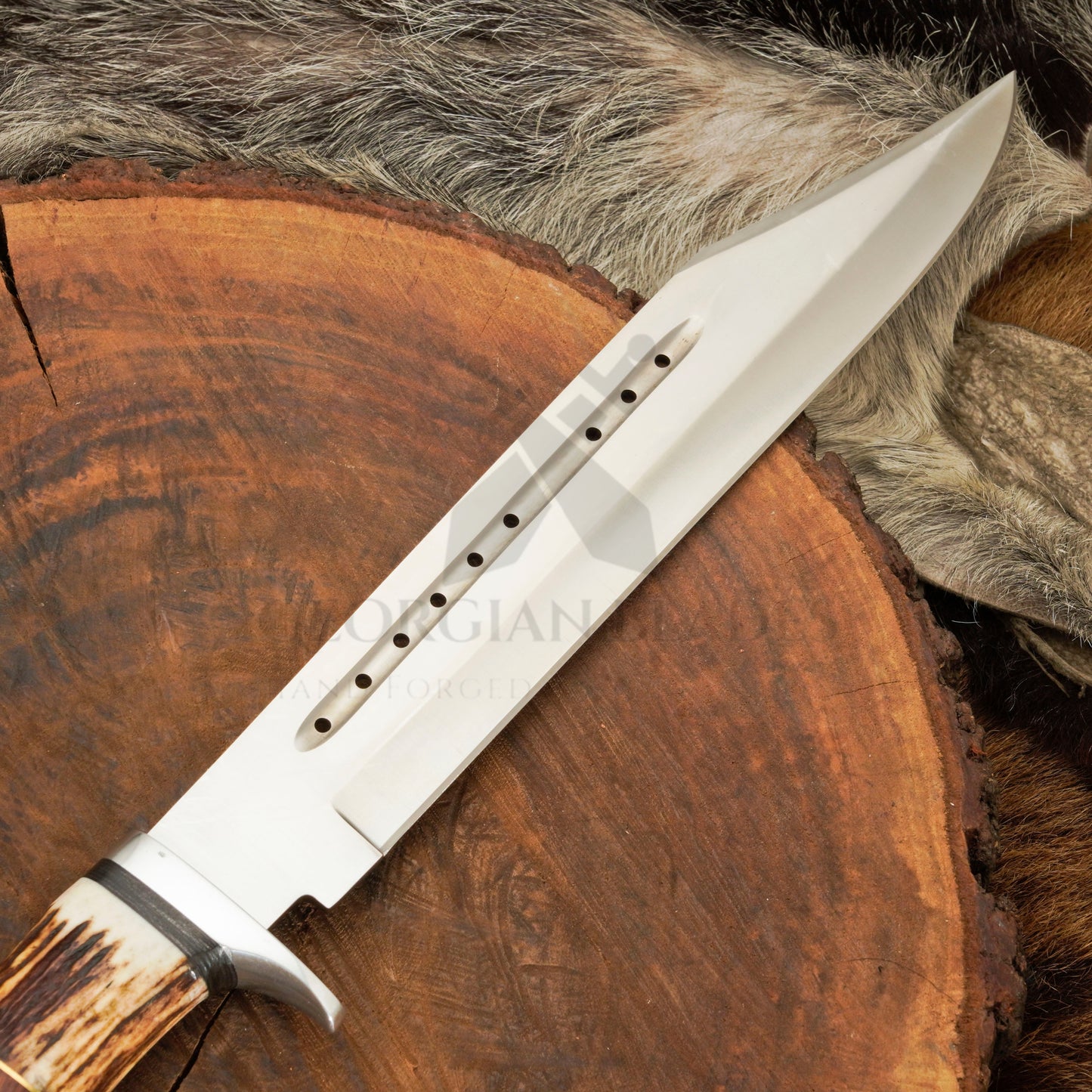 Wild West Warrior: Bowie Knife - Handmade D2 Bowie Knife Steel Hunting Fix Blade - Stag Antler & Wood Handle