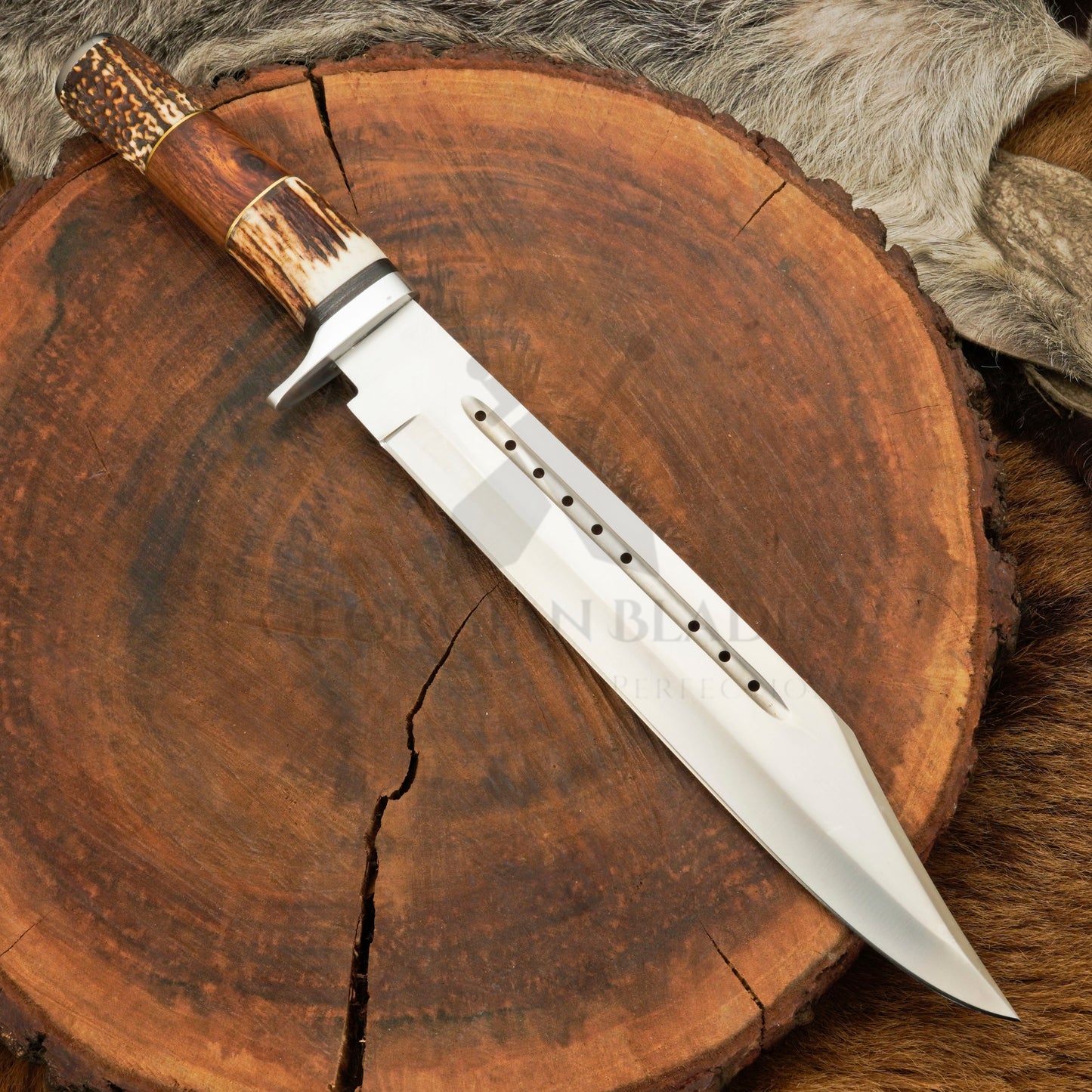 Wild West Warrior: Bowie Knife - Handmade D2 Bowie Knife Steel Hunting Fix Blade - Stag Antler & Wood Handle