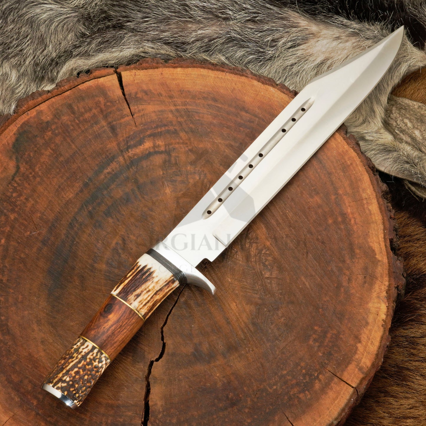 Wild West Warrior: Bowie Knife - Handmade D2 Bowie Knife Steel Hunting Fix Blade - Stag Antler & Wood Handle