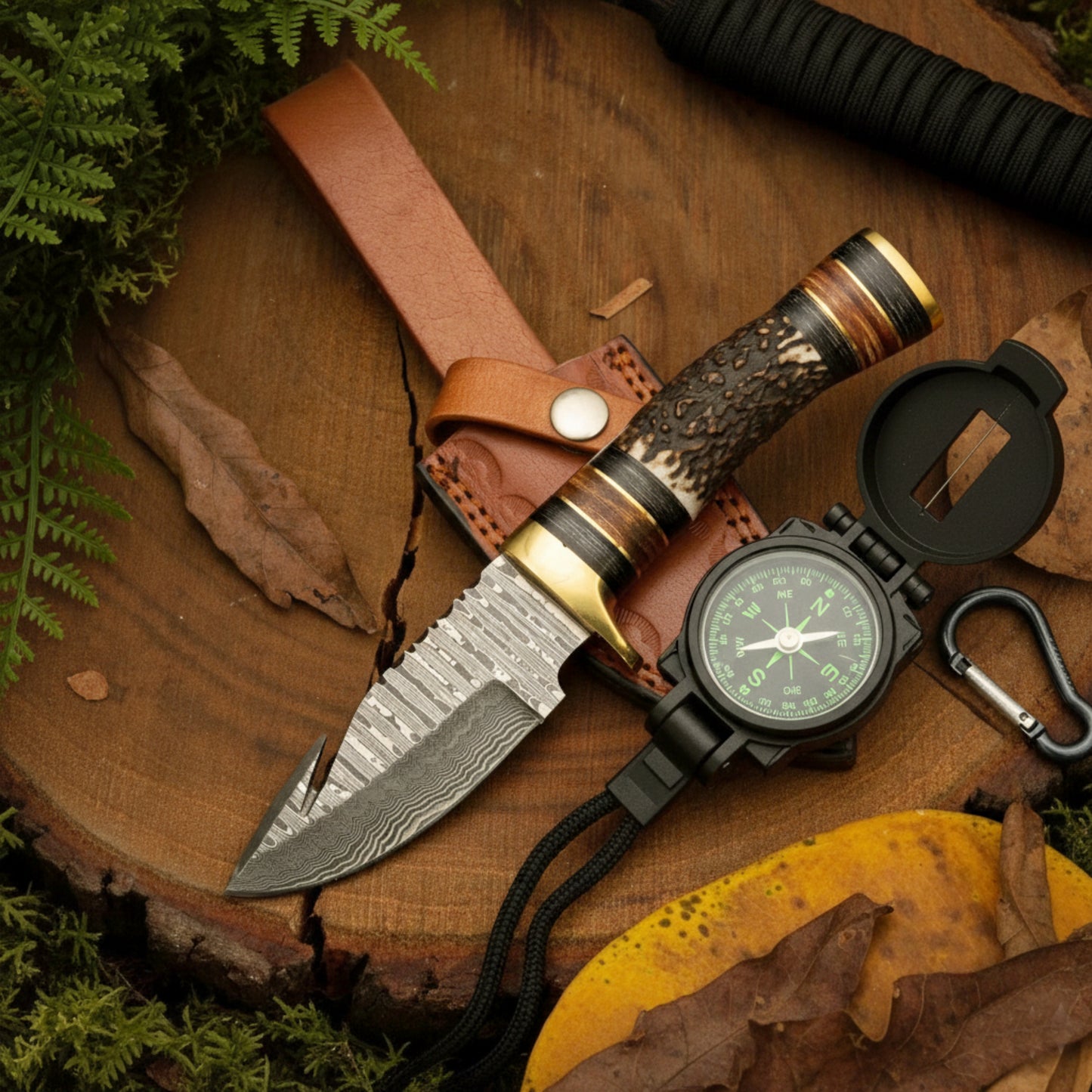 Wilderness Sentinel - 8.5 inch Hand Forged Damascus Hunting Knife