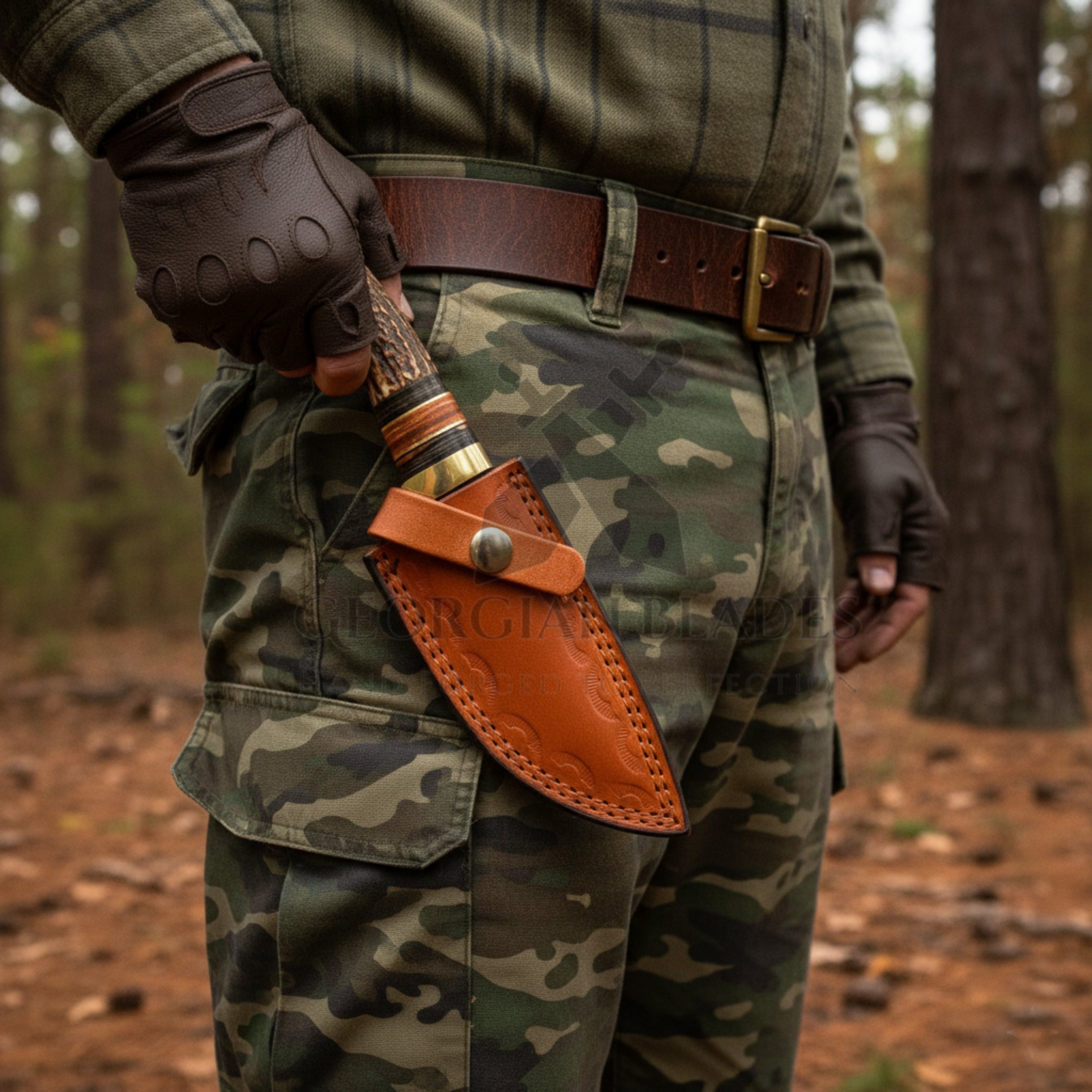 Wilderness Sentinel - 8.5 inch Hand Forged Damascus Hunting Knife