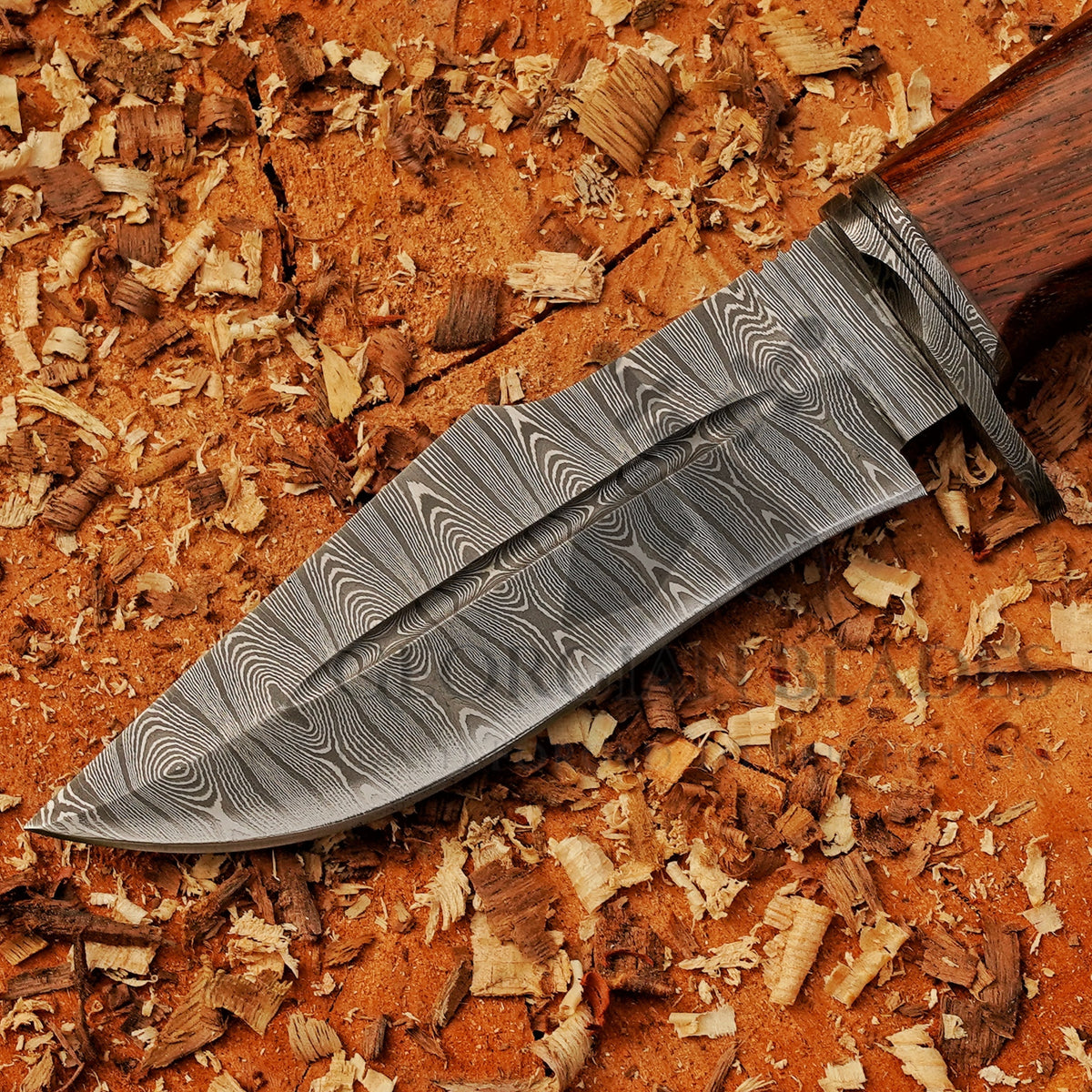 Woodman's Ally - 10.5" Hand Forged Damascus Hunting Knife with Leather Sheath